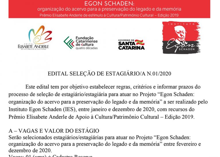 Edital de seleção de estagiário/a Nº 01/2020